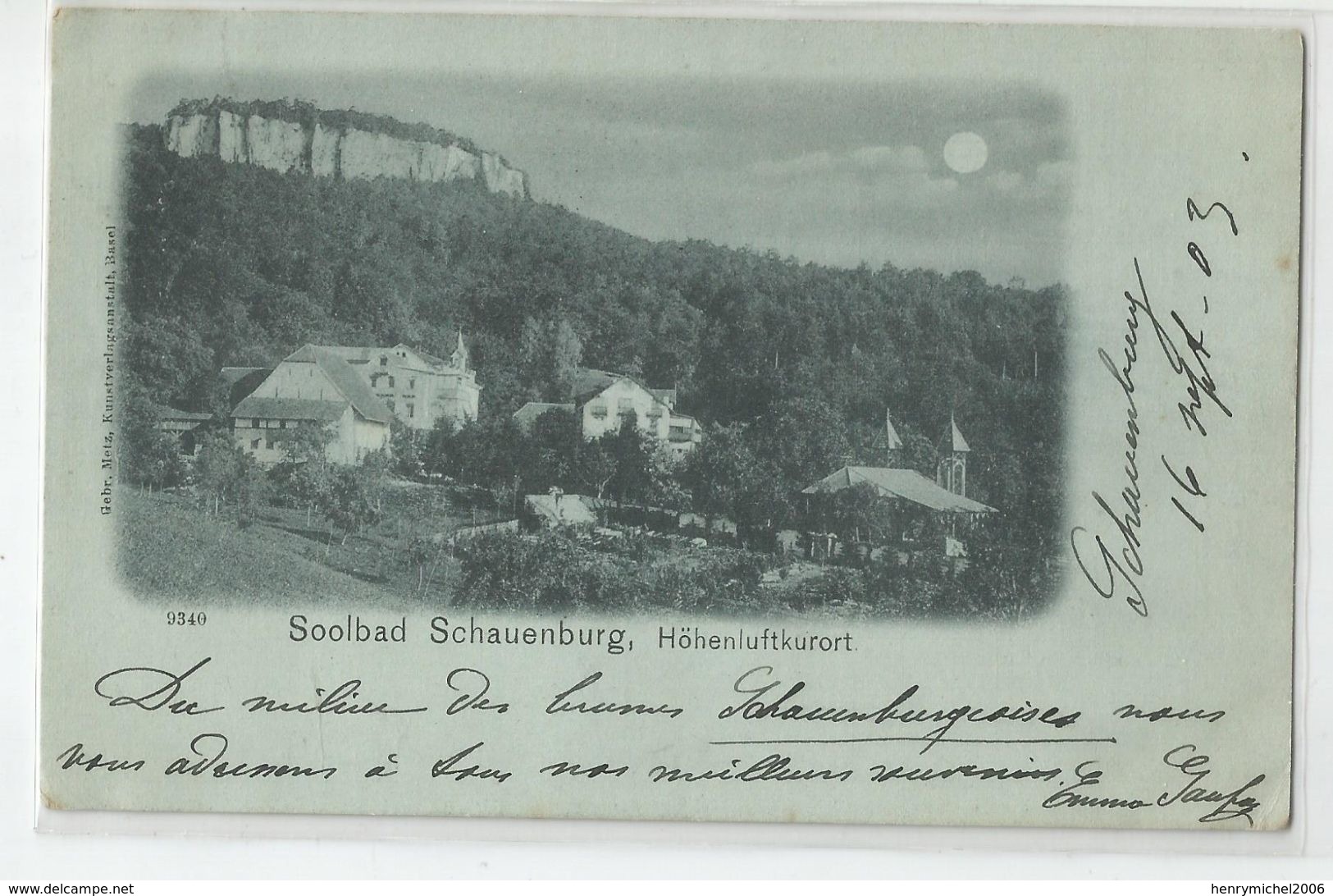 Suisse Bale Campagne Soolbad Schauenburg , Hohenluftkurort 1903 - Autres & Non Classés