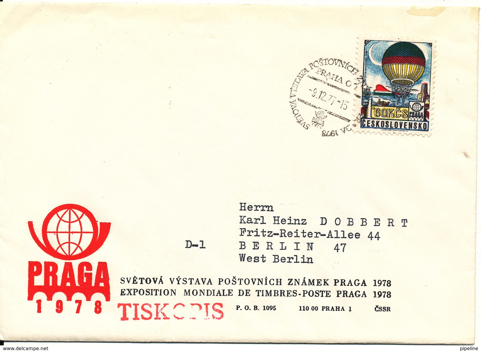 Czechoslovakia Cover PRAGAS 78 Sent To Germany 9-12-1977 - Covers & Documents