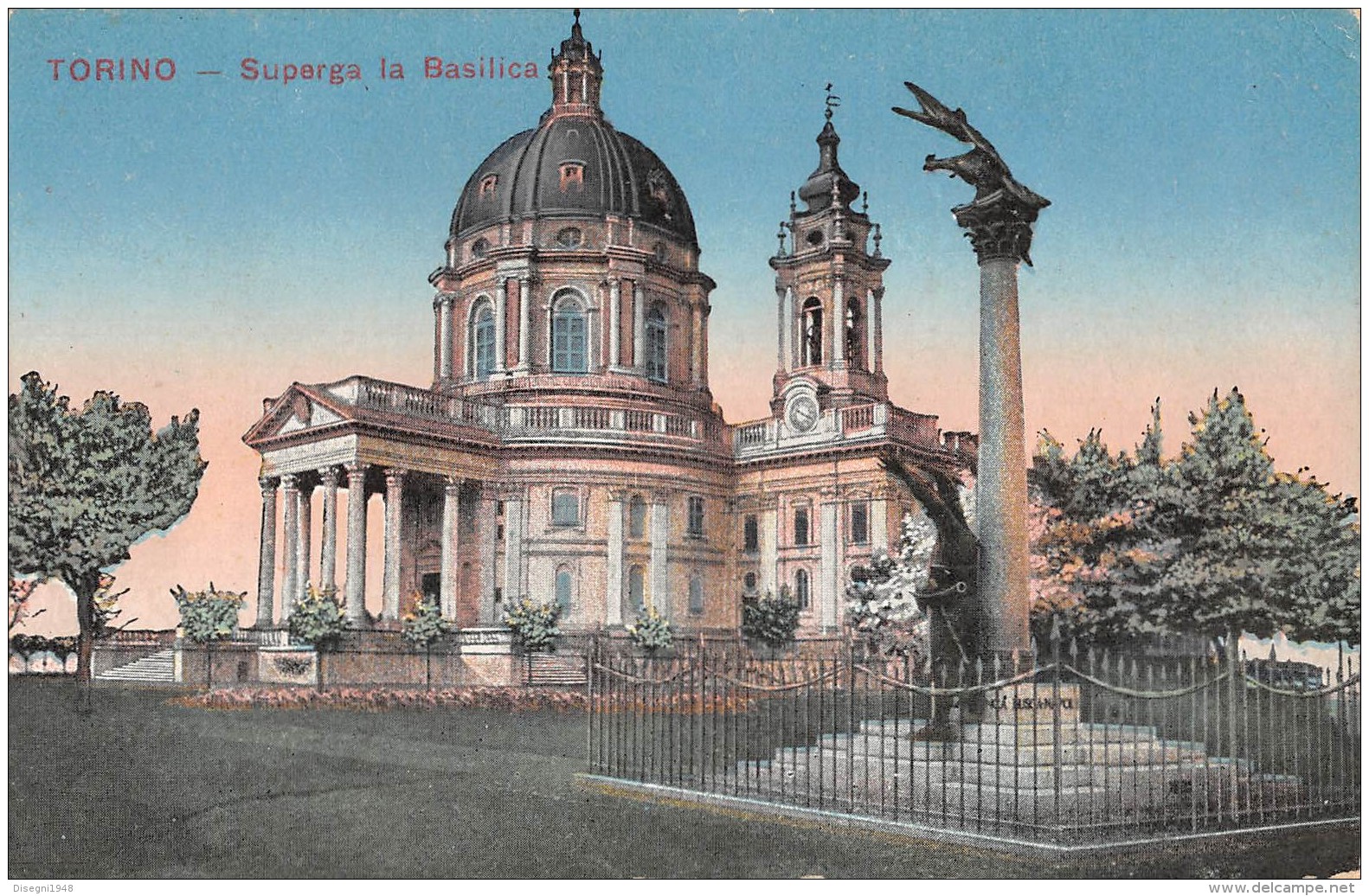 06893 "TORINO - SUPERGA - LA BASILICA" CART. ILL. ORIG. NON SPED. - Églises