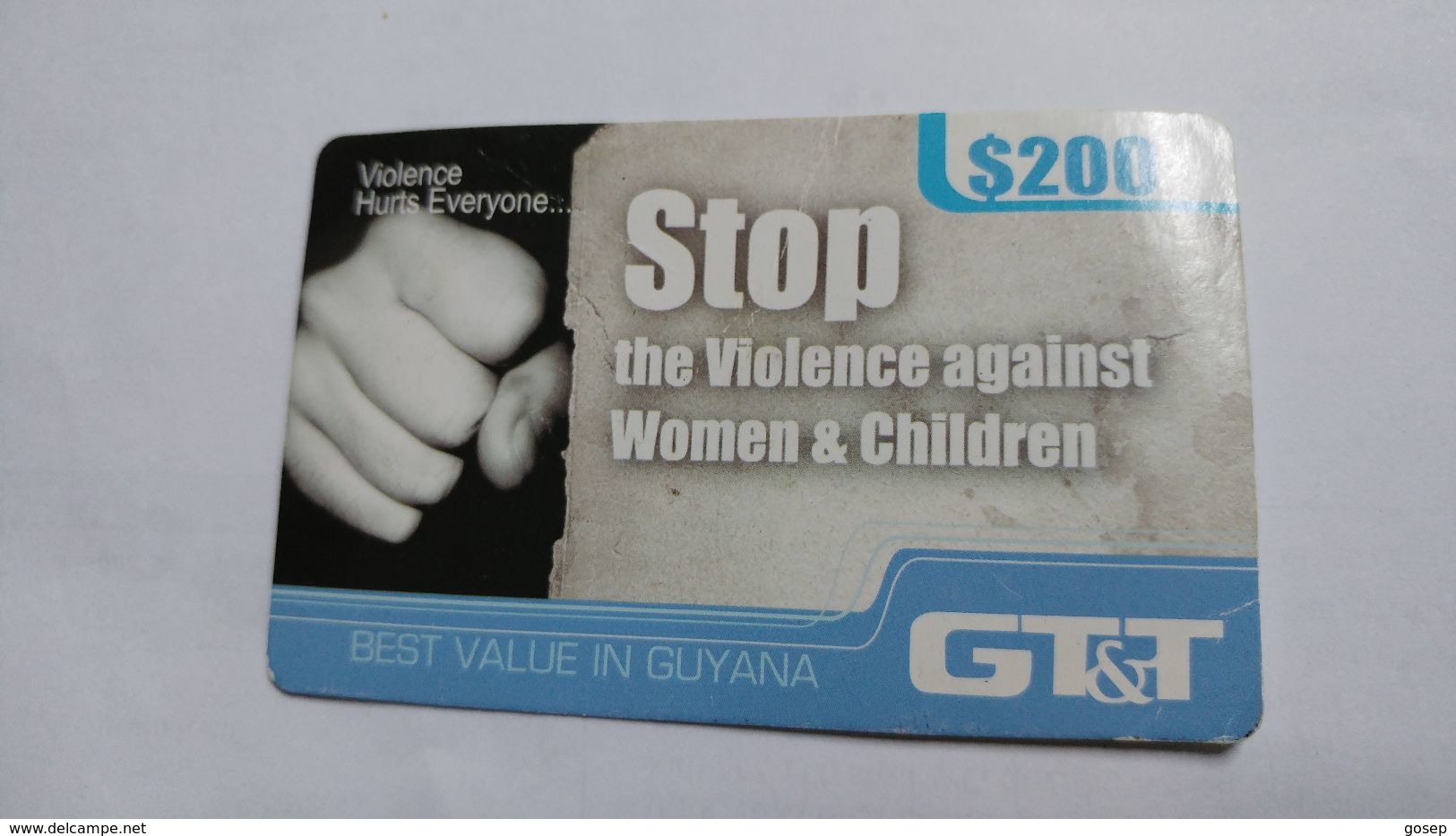 Guyana-stop Theviolence Against Women A Children-$200-used Card+1card Prepiad Free - Guyana