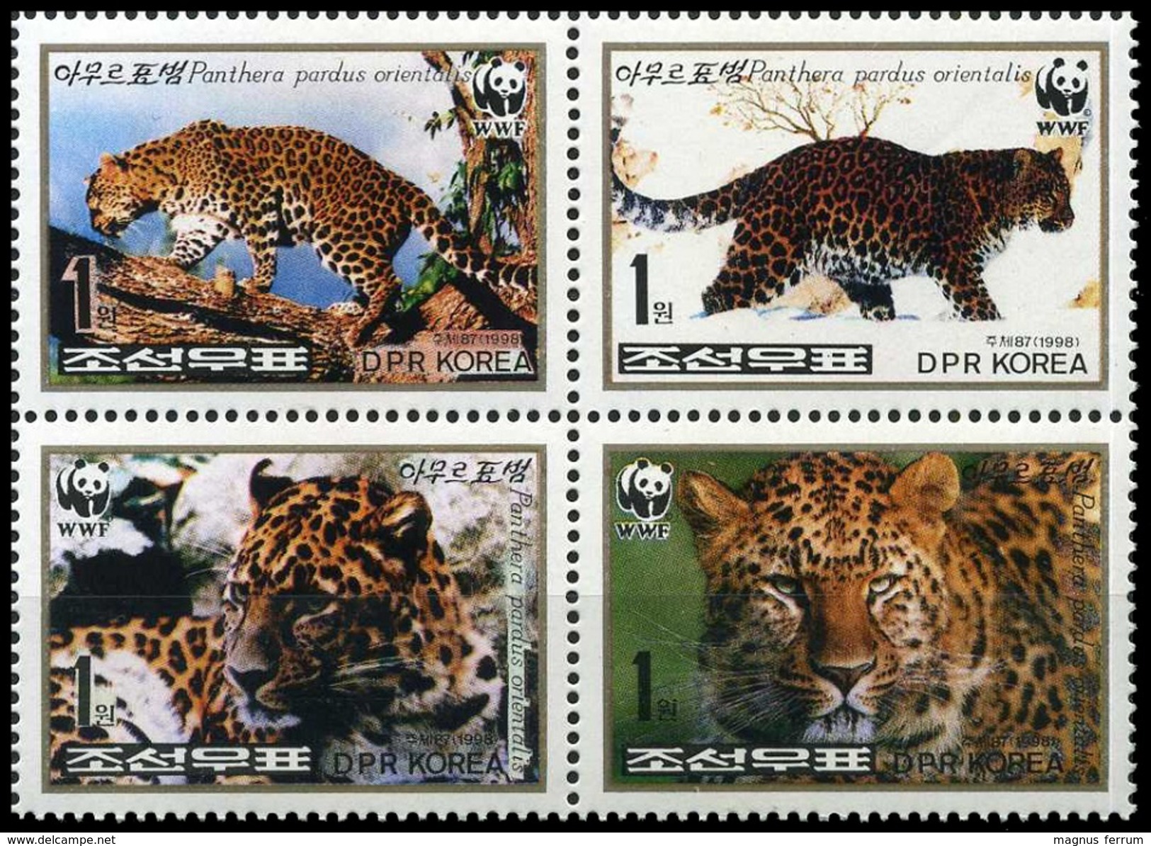 1998 Korea, Amur Leopard, WWF, 4 Stamps, MNH - Unused Stamps