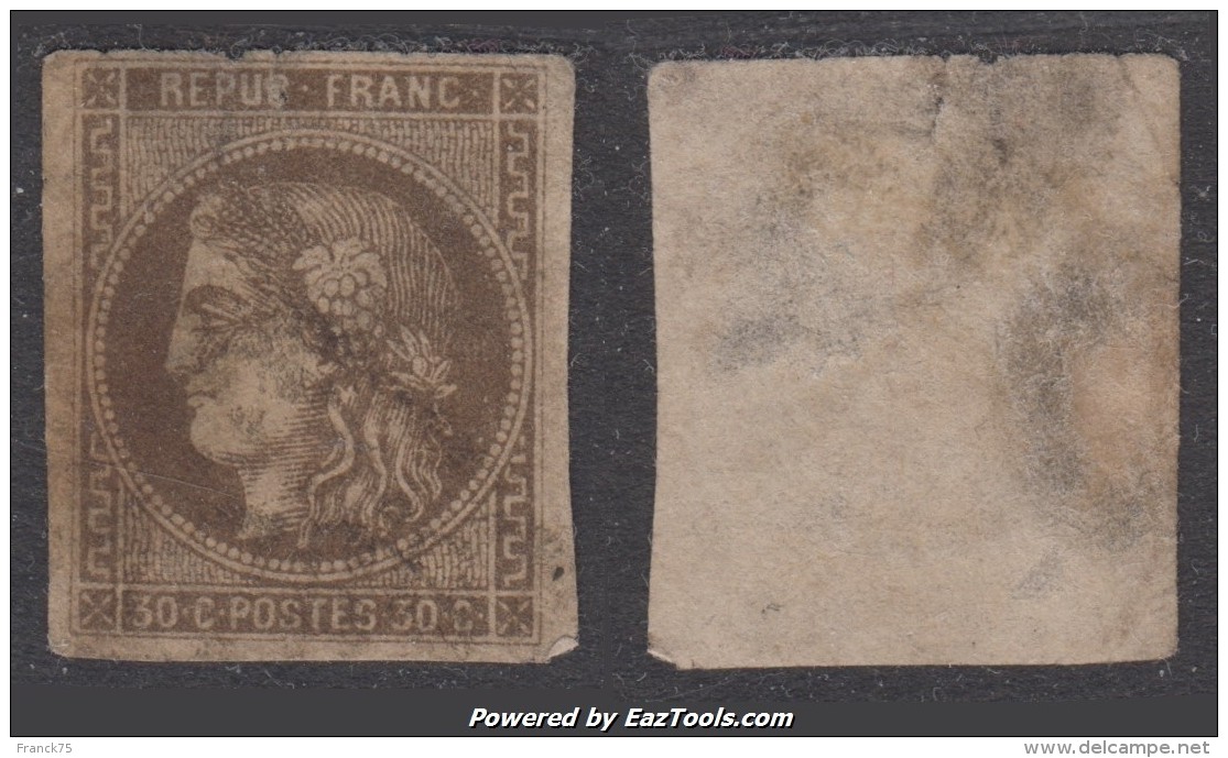 30c Bordeaux à -10&euro; (Dallay N° 47 , Cote 300&euro;) - 1870 Bordeaux Printing