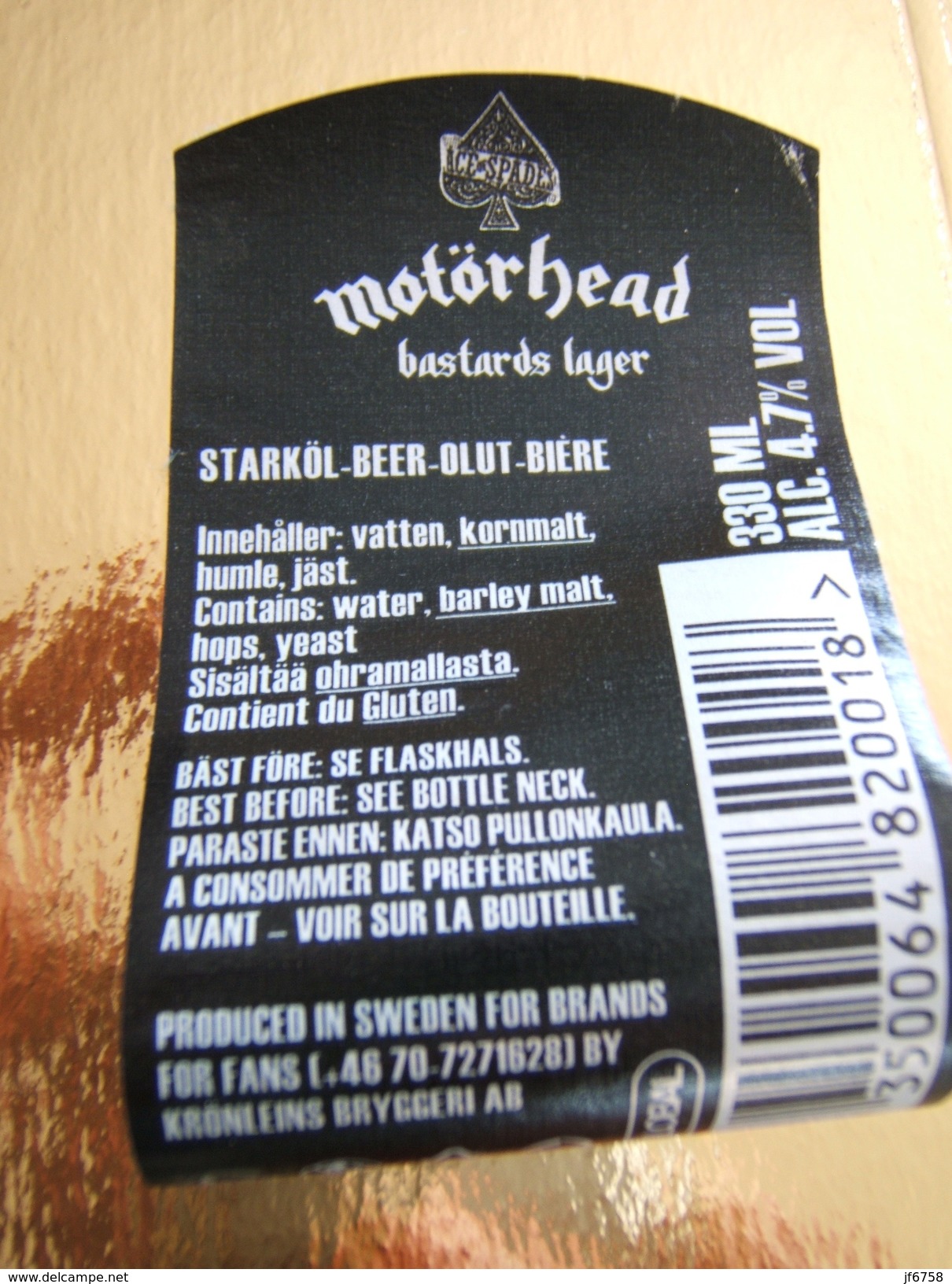 CAPSULE ET ÉTIQUETTE DE BIÈRE MOTÖRHEAD - Beer