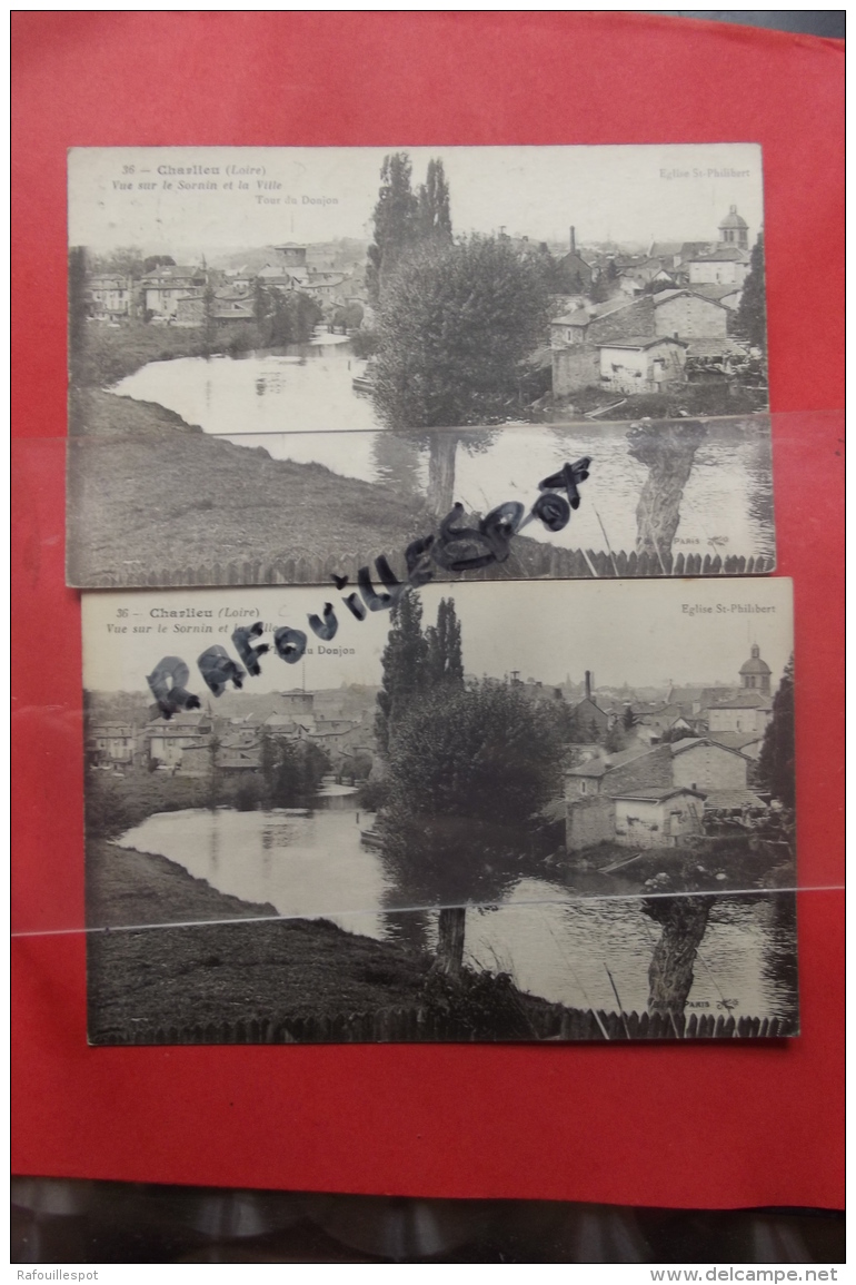 Cp  Charlieu Vue Sur Le Sornin Et La Ville N 36 Lot 2 Cartes - Charlieu