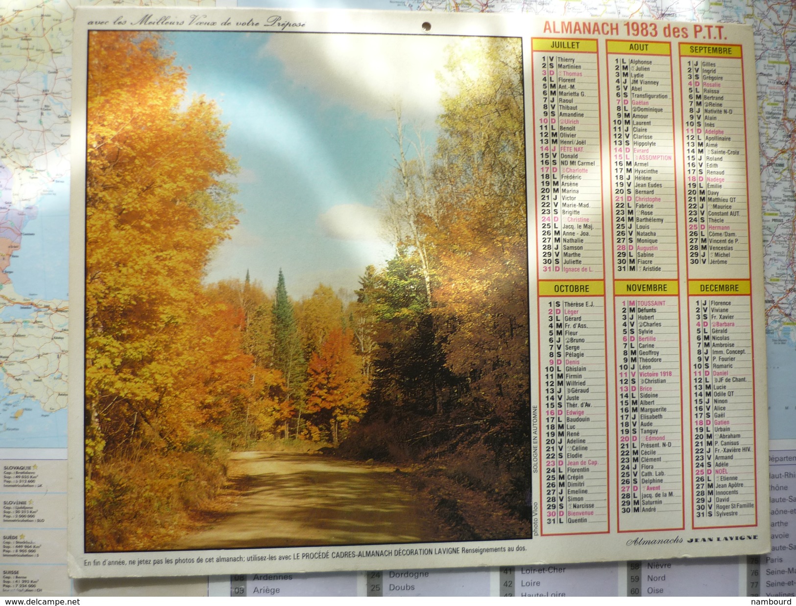 Almanach Des PTT 1983 La Guisanne (05) / Sologne En Automne  / Département De La Somme - Big : 1981-90