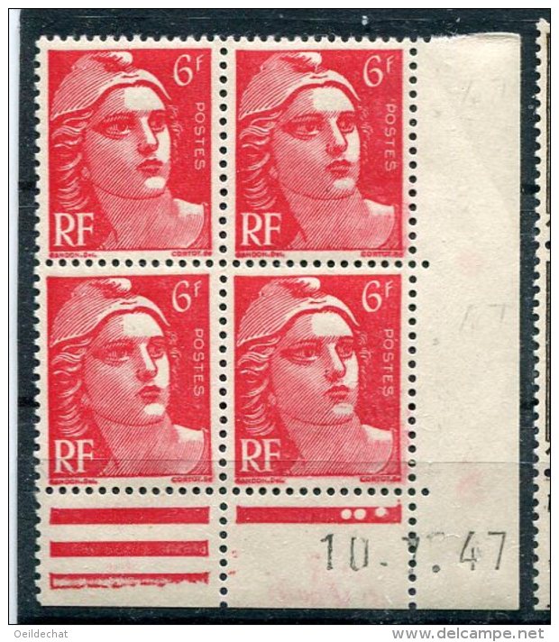 3401  - FRANCE   N°721A ** 6Fr  Rose Carminé    Marianne De Gandon  Du   10.7.47   TTB - 1940-1949