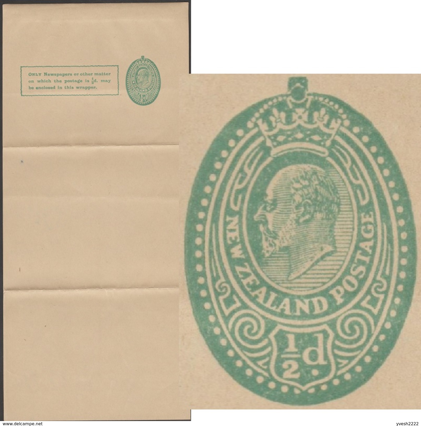 Nouvelle-Zélande Vers 1908. Entier Postal, Bande-journal Édouard VII » (Edward VII). Fraîcheur Exceptionnelle - Entiers Postaux