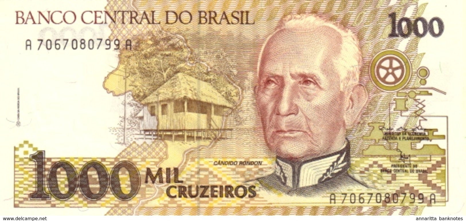 BRAZIL 1000 CRUZEIROS ND (1991) P-231c UNC SIGN. MOREIRA & GROS [BR853b] - Brasilien