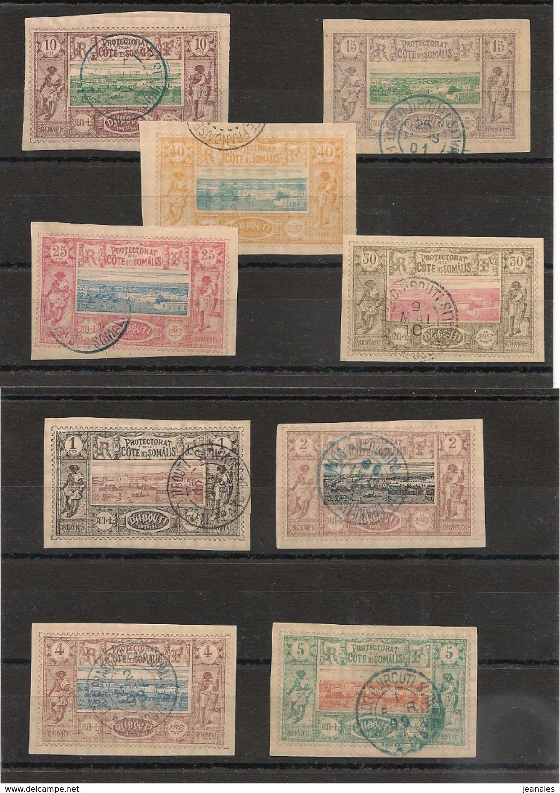 COTE DES SOMALIS N°Y/T : 6/14 Oblitérés Côte :121,50 &euro; - Used Stamps