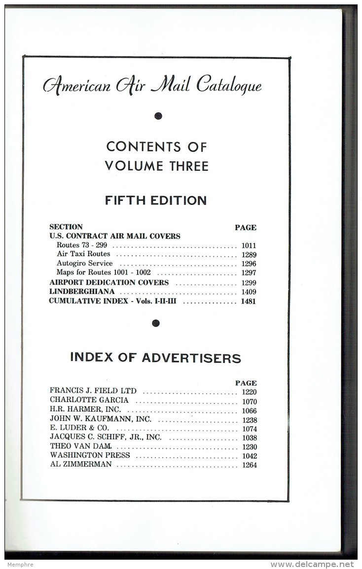 American Air Mail Catalogue - 5th Ed. Vol. 3 - Air Mail And Aviation History