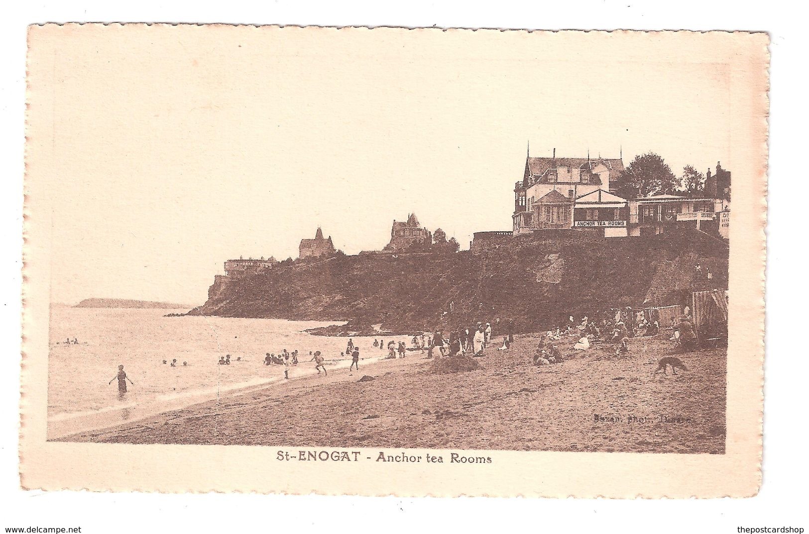 CPA 36 SAINT ENOGAT (St-Malo) DINARD, St Enogat, Anchor Tea Rooms Beach Scene Beach Huts Achatez Immédiat - Dinard