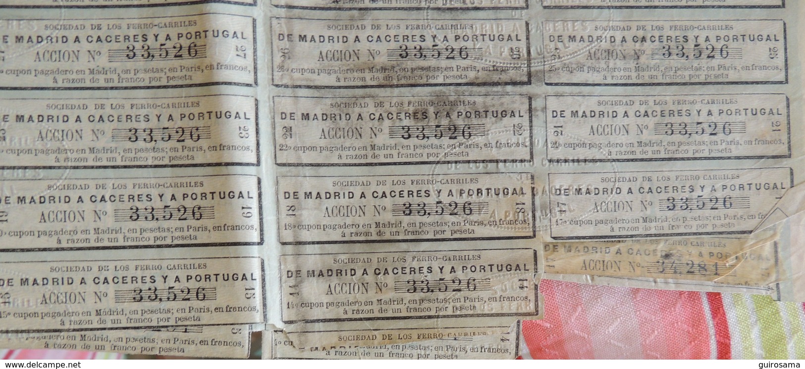 Société Des Chemins De Fer De Madrid à Cacérès Et Au Portugal    1881  Action - Ferrocarril & Tranvías