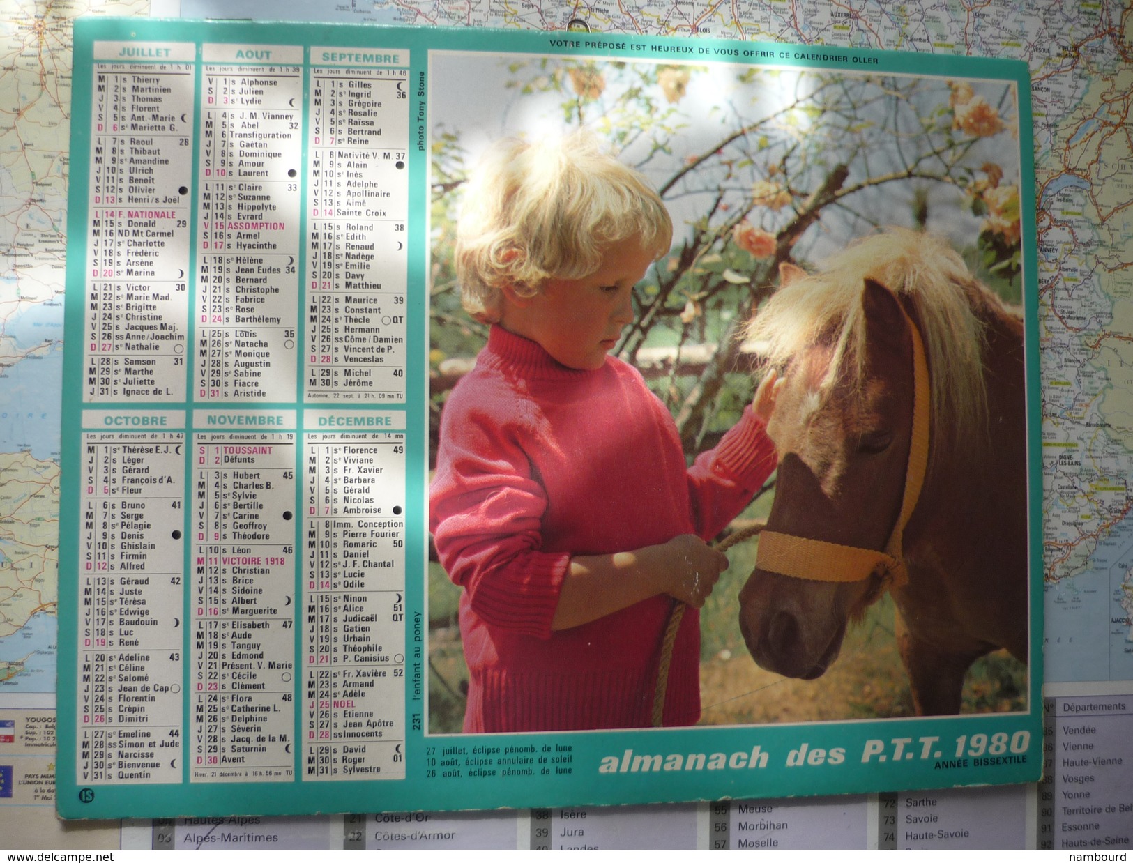 Almanach Des PTT 1980 Les Deux Chiots / L'enfant Au Poney  / Département Du Morbihan - Grand Format : 1971-80