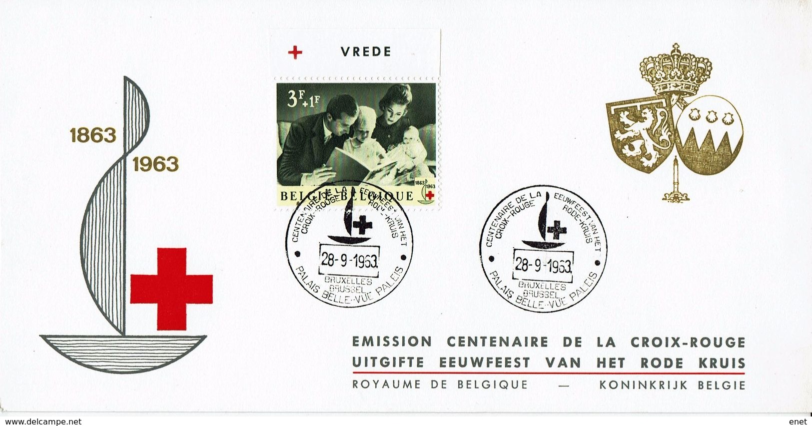 Belgie Belgien Belgium 1963 - Herdenkingskaart Eeeuwfeest - OBP Nr 1267 - Cruz Roja