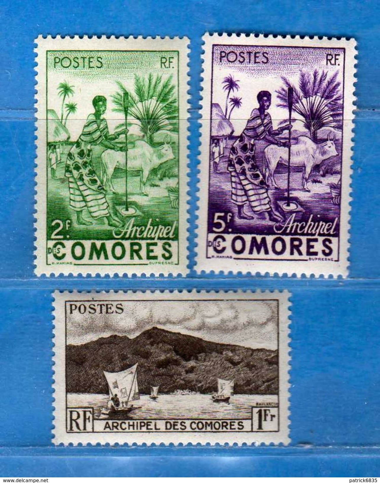 COMORES - 1950-1952 *- . Yvert. 3-4-5. MH. Leggera Traccia Di Linguella.  2 Scan..  Vedi Descrizione. - Used Stamps