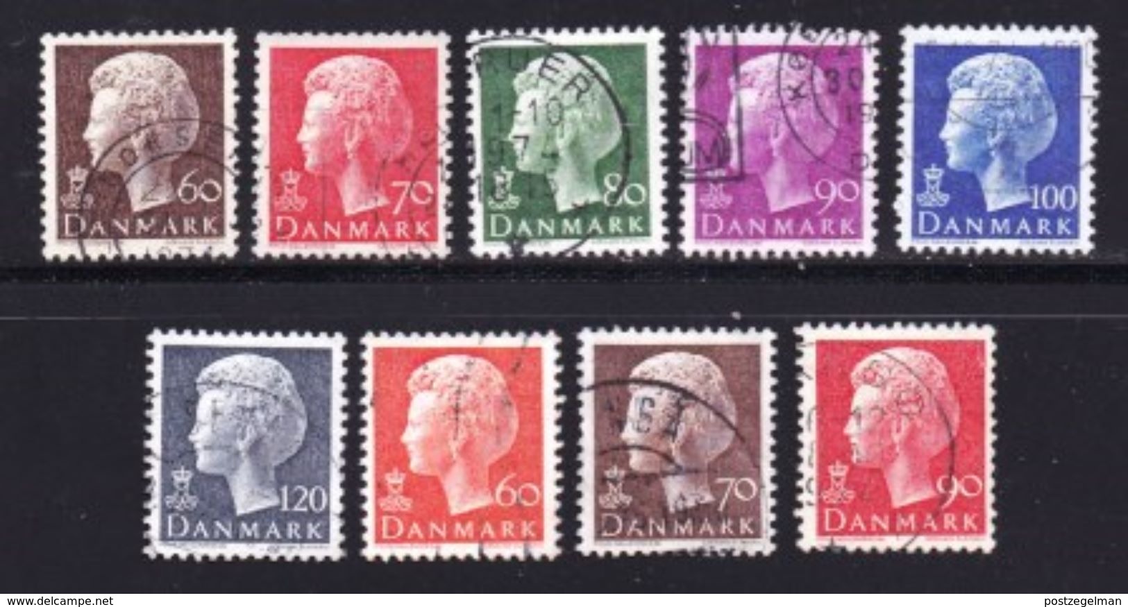 DENMARK, 1974, Used Stamp(s), Definitives Margretha II, MI 557-562, #10115 9 Values - Gebraucht