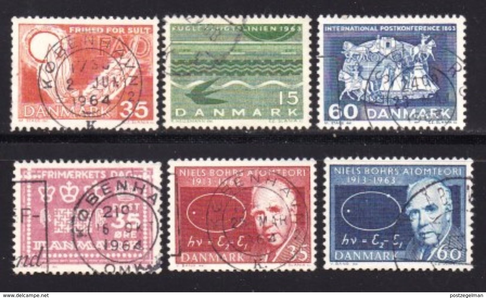 DENMARK, 1963, Used Stamp(s), Various Stamps, MI 409=424 , #10082, 6 Values - Used Stamps