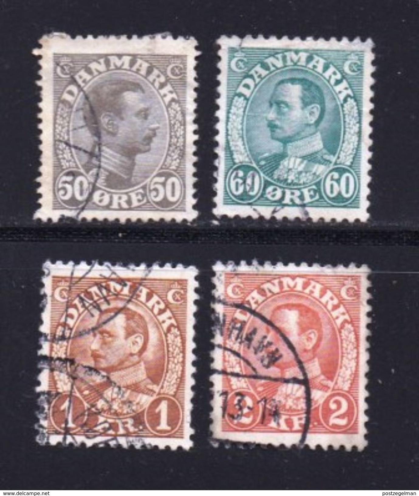DENMARK, 1934, Used Stamp(s),Definitives, Christian X,  Mi 210-214, #10033, 4 Values Only - Used Stamps