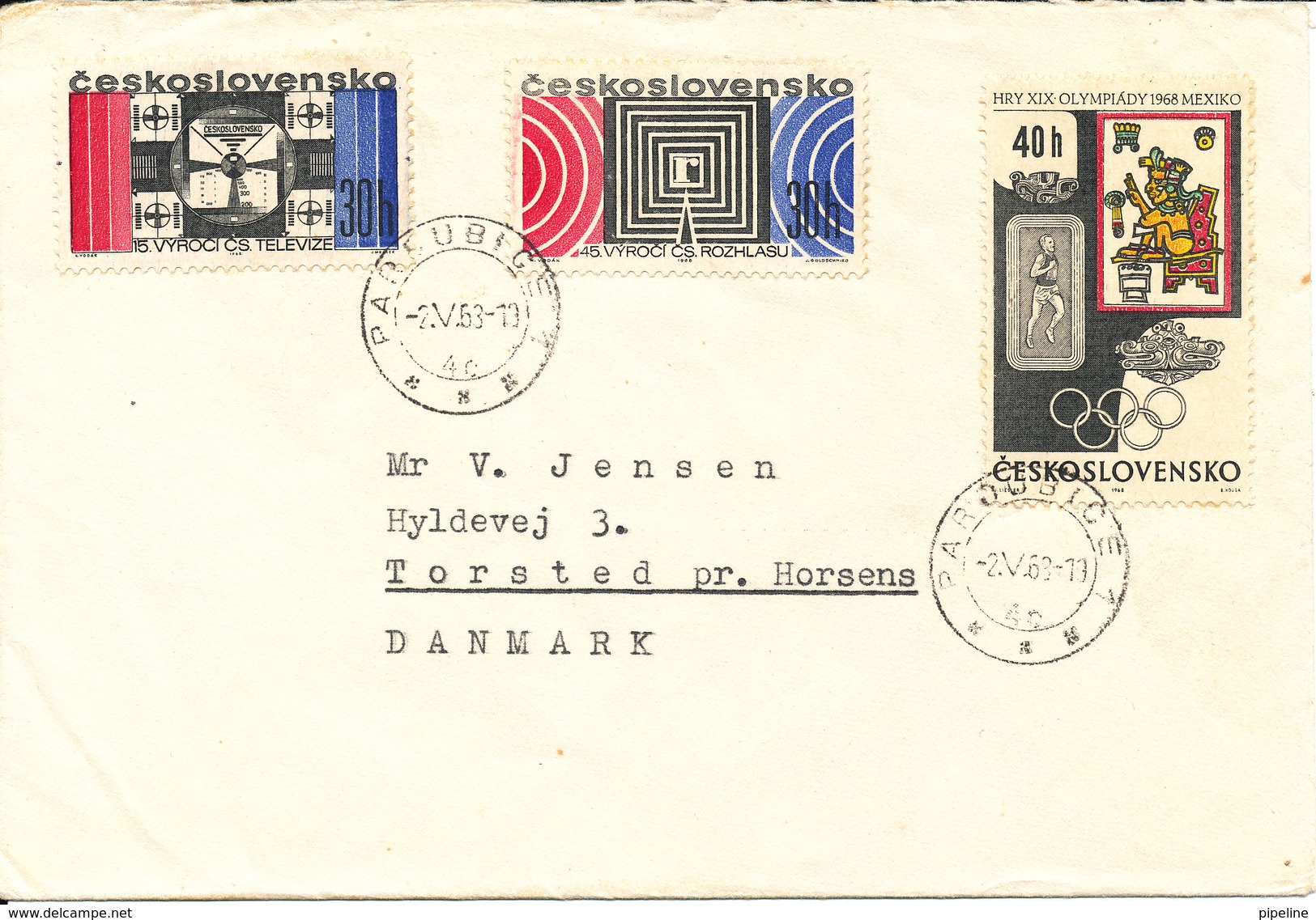 Czechoslovakia Cover Sent To Denmark Pardubice 2-5-1963 - Covers & Documents