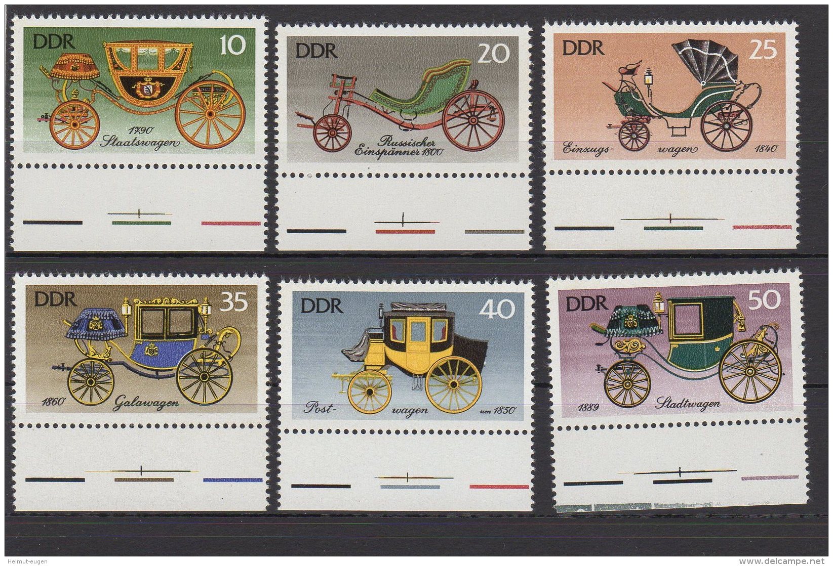 MiNr. 2147 - 2152 Deutschland Deutsche Demokratische Republik    1976, 27. Juli. Historische Kutschen. - Unused Stamps