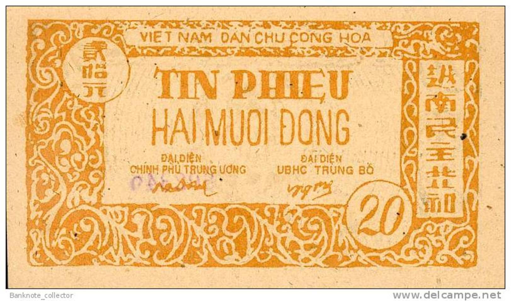 Vietnam,  North - Vietnam,  Pick Nr. 48 A , 20 Dong, 1948,  UNC, RARE ! - Vietnam