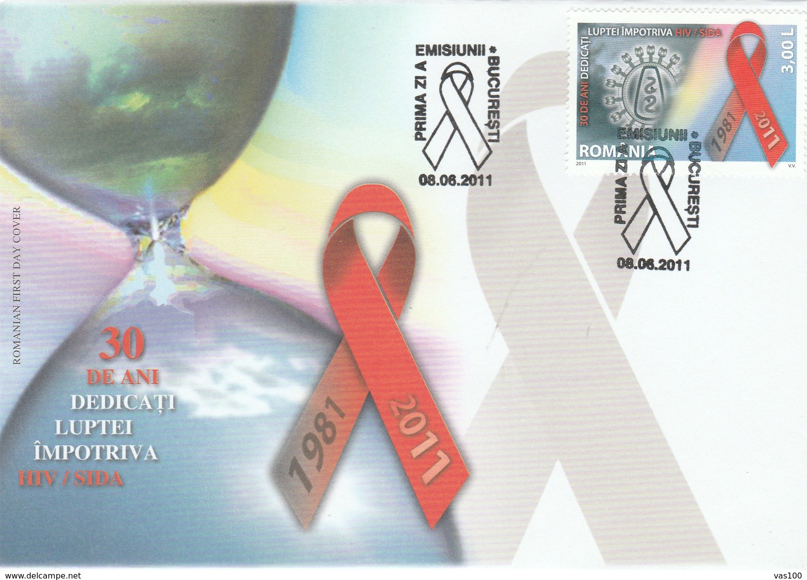 DISEASE, FIGHT AGAINST AIDS, SIDA, HIV, COVER FDC, 2011, ROMANIA. - Disease