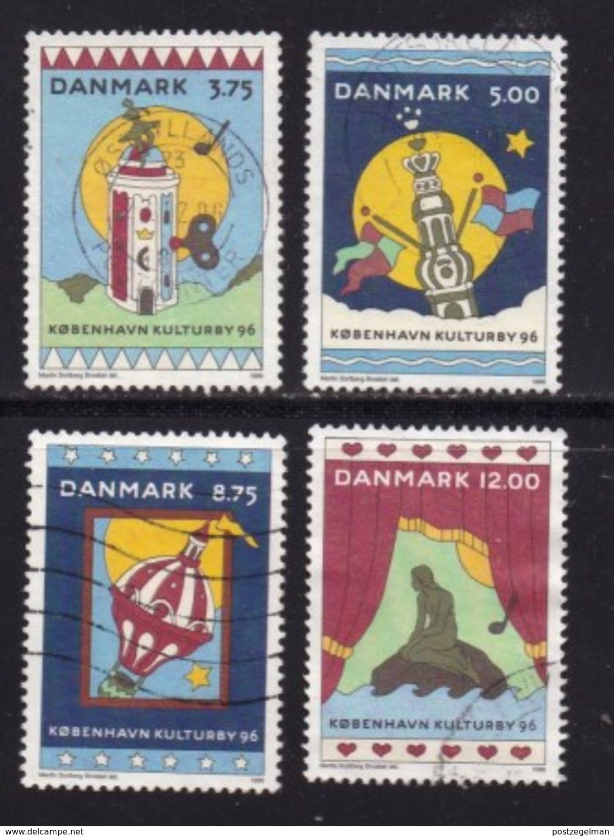 DENMARK, 1996, Used Stamp(s), Kopenhagen Culture City, MI 1116=1119, #10221, Complete - Used Stamps