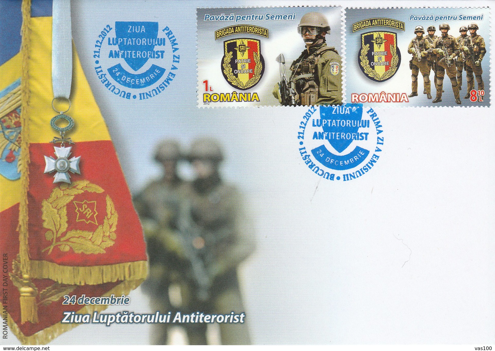 POLICE ,JENDARMERIE,ANTITERO,2012 COVER FDC ROMANIA. - FDC