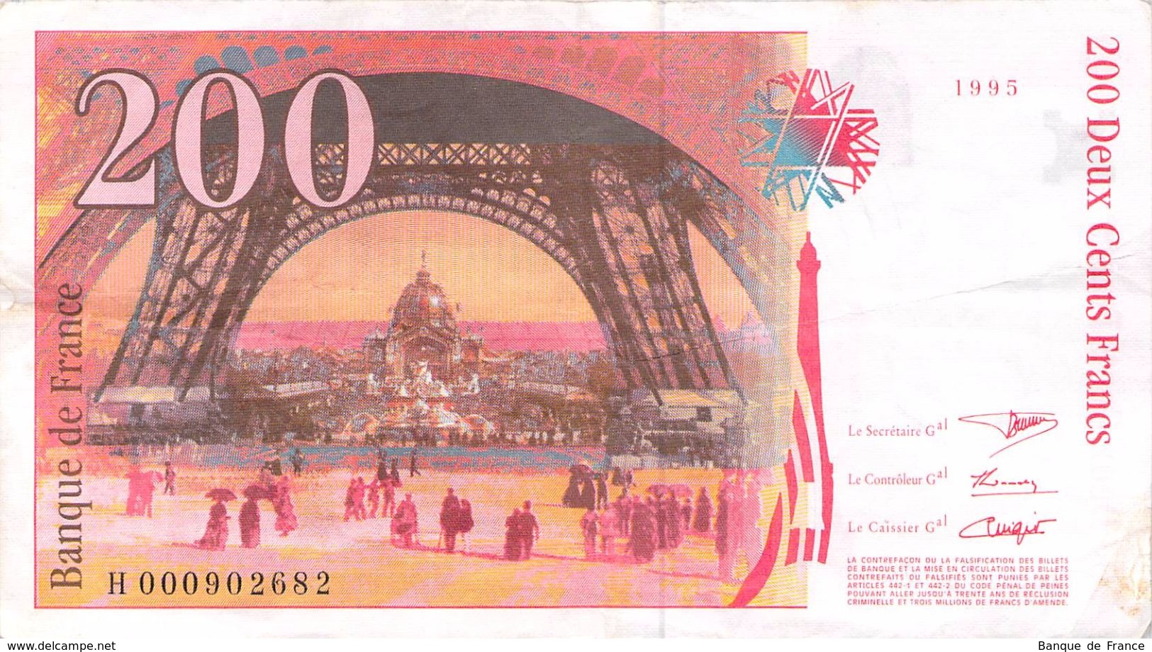 Billet 200 F Eiffel 1995 N° H 000902682 - 200 F 1995-1999 ''Eiffel''