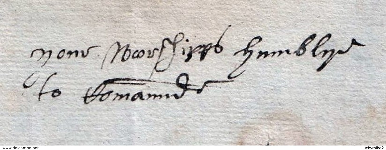 1602 letter "To the right worshipful Sir Edward Crobye, knight, this be delivered" from "Francis Bayllye". ref 0361