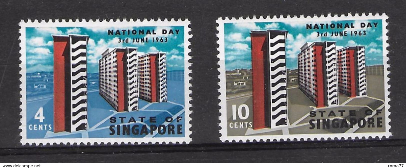 EDY 424 - SINGAPORE 1963 ,  Due Valori Integri  *** - Singapore (1959-...)