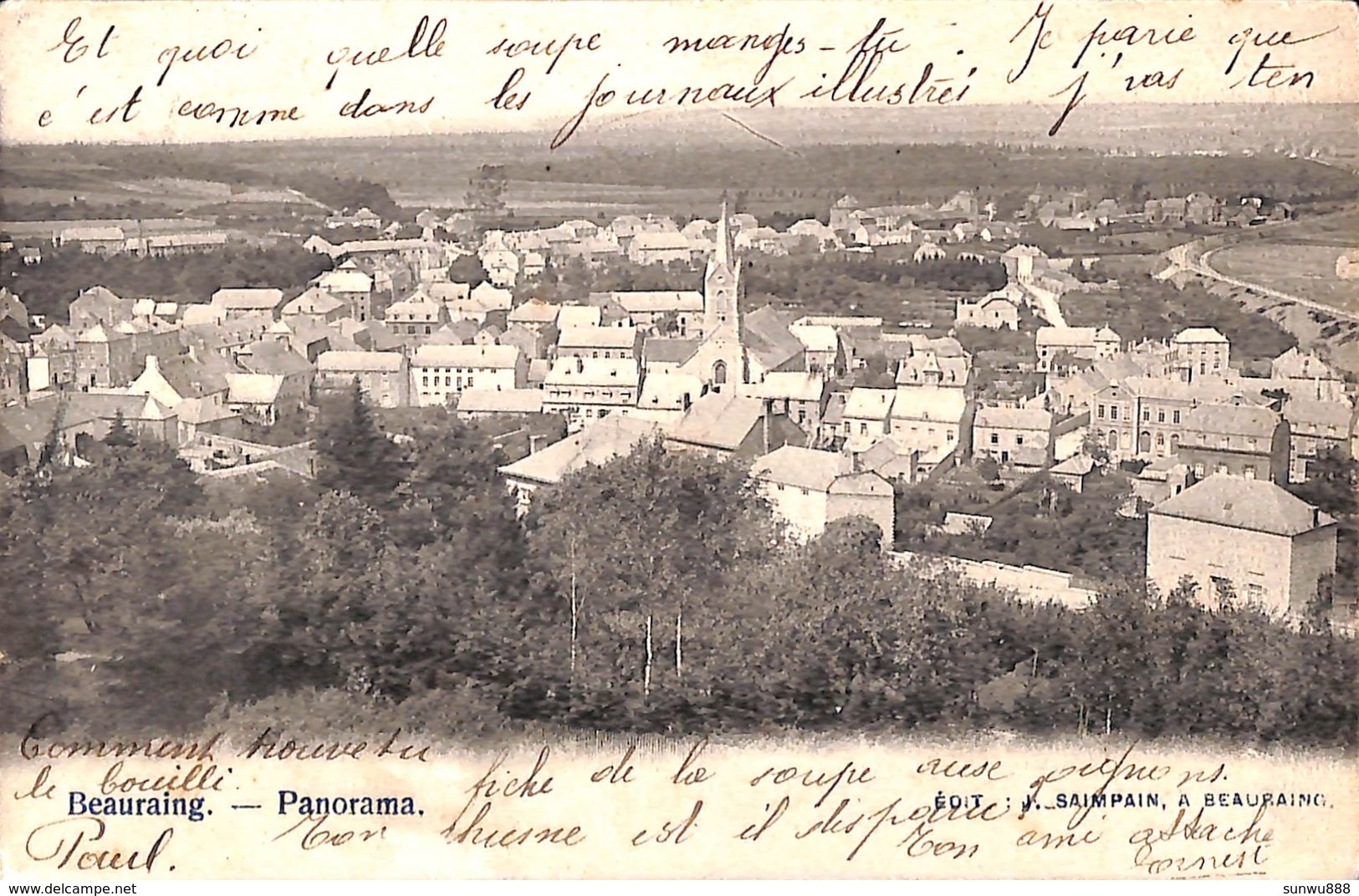 Beauraing - Panorama (précurseur, 1905, Ecole Régimentaire 9ème De Ligne) - Beauraing