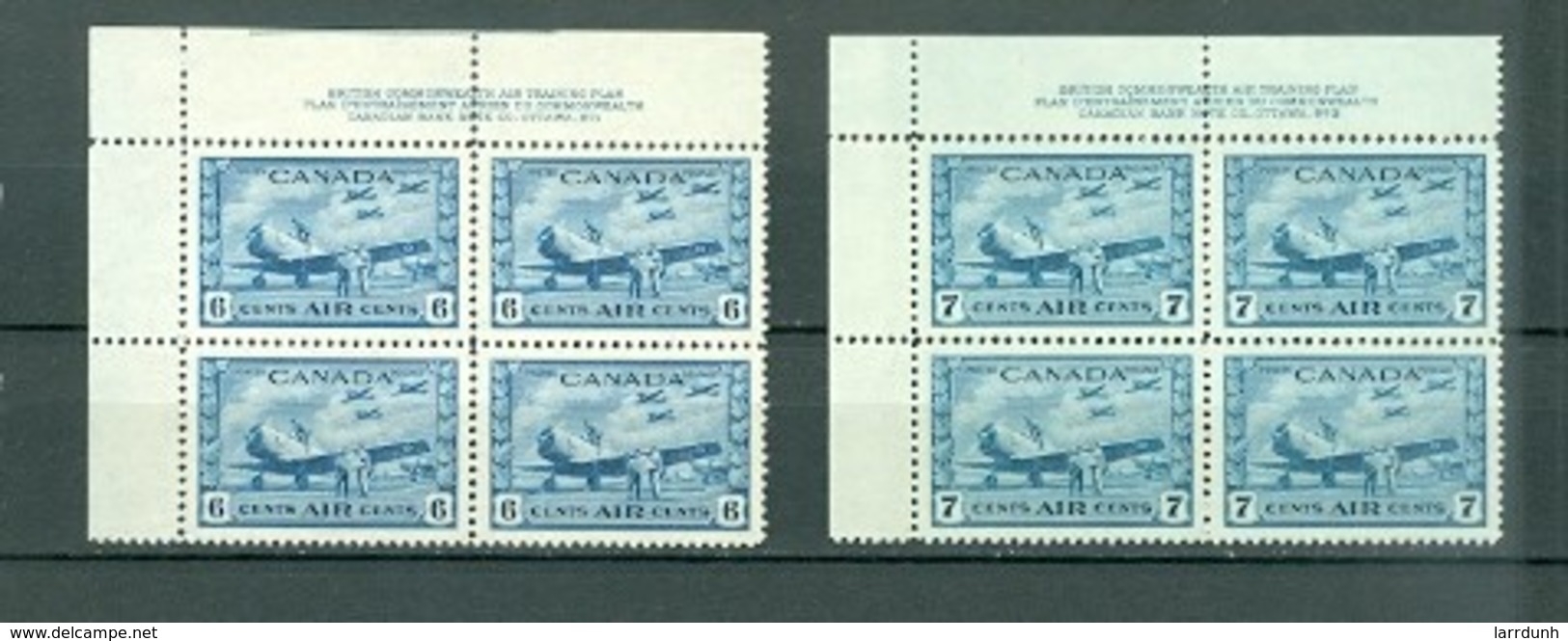 Canada C7 C8 Planes And Student Flyers British Commonwealth Air Training Plan Plate Block UL MNH 1942 1943 A04s - Poste Aérienne: Exprès