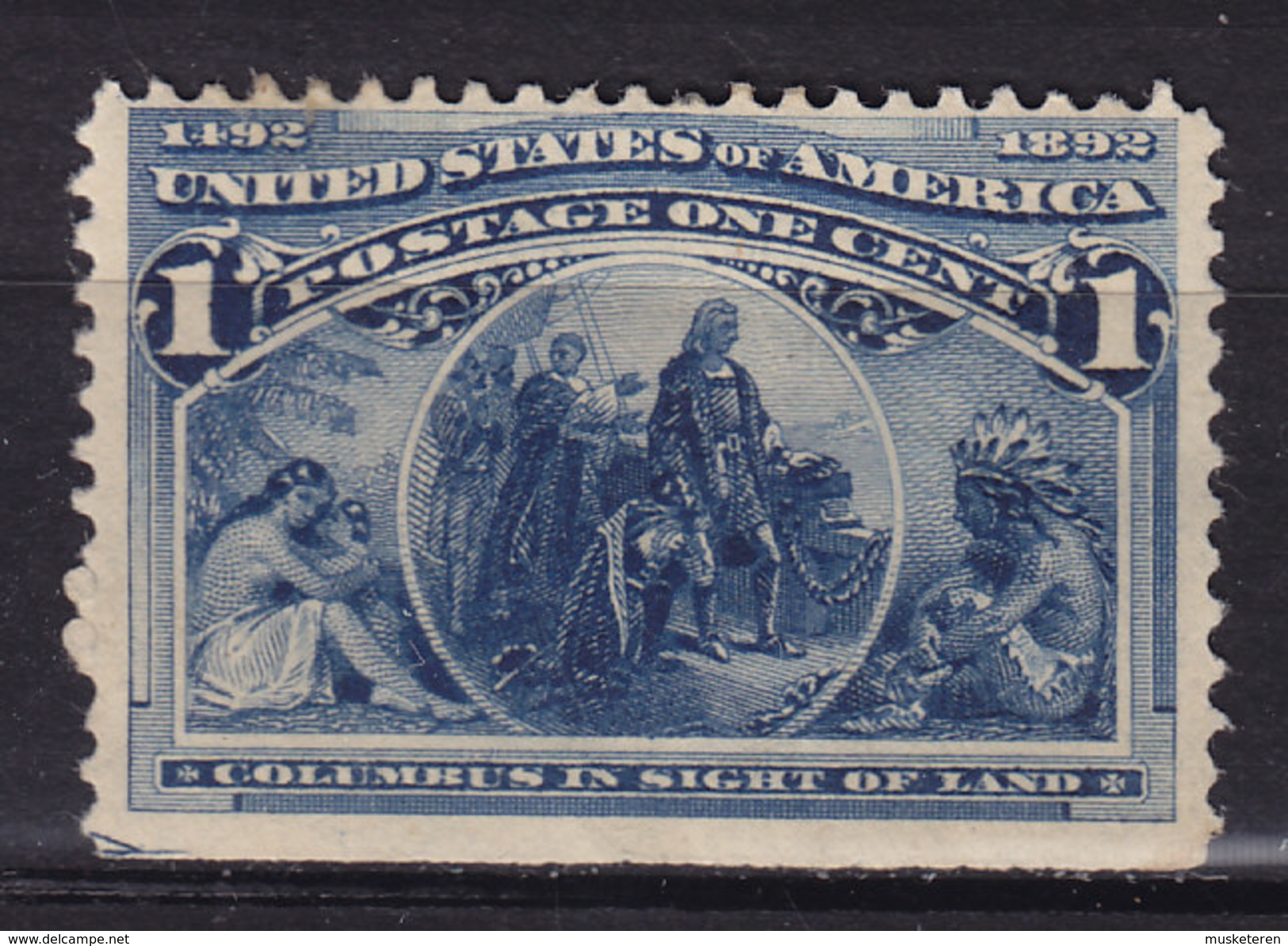 United States 1893 Mi. 73    1c. Columbus Perf. 3-Sides MH* (2 Scans) - Ongebruikt