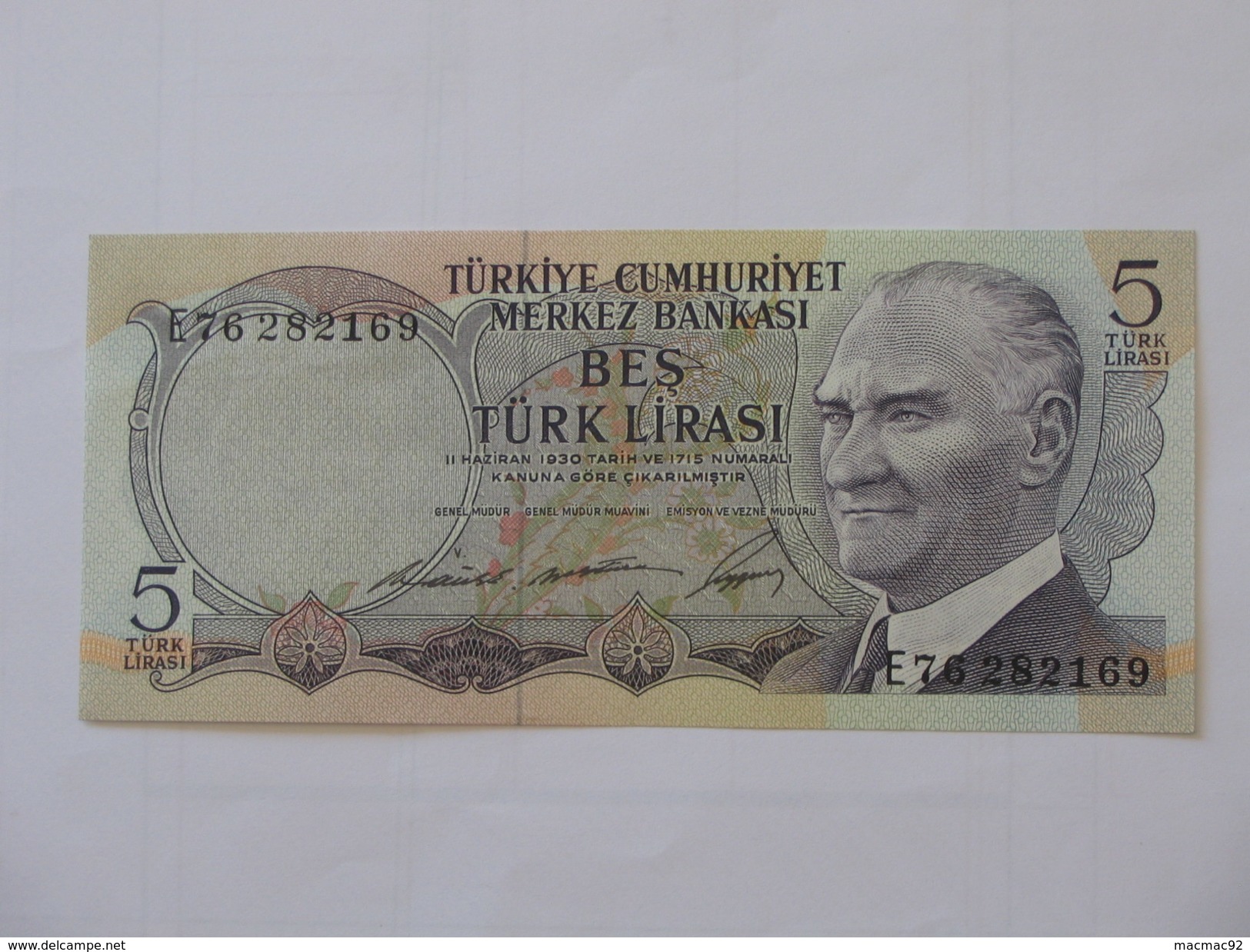 5 Turk Lirasi - Turkiye Cumhuriyet Merkez Bankasi 1970 **** EN ACHAT IMMEDIAT ****  Billet NEUF !!! - Turquie