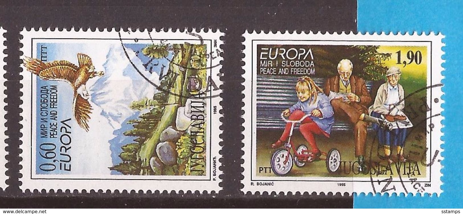 1995  2712-13  EUROPA CEPT FRIEDEN FREIHEIT KINDER BICI  JUGOSLAVIJA JUGOSLAWIEN  USED - Oblitérés