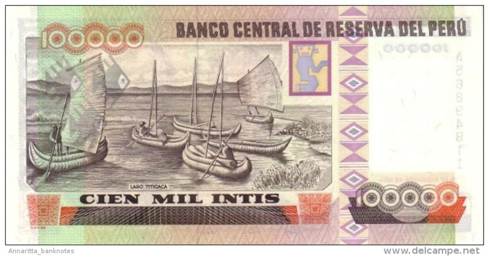 PERU 100000 INTIS 1989 P-145 UNC  [PE145] - Pérou