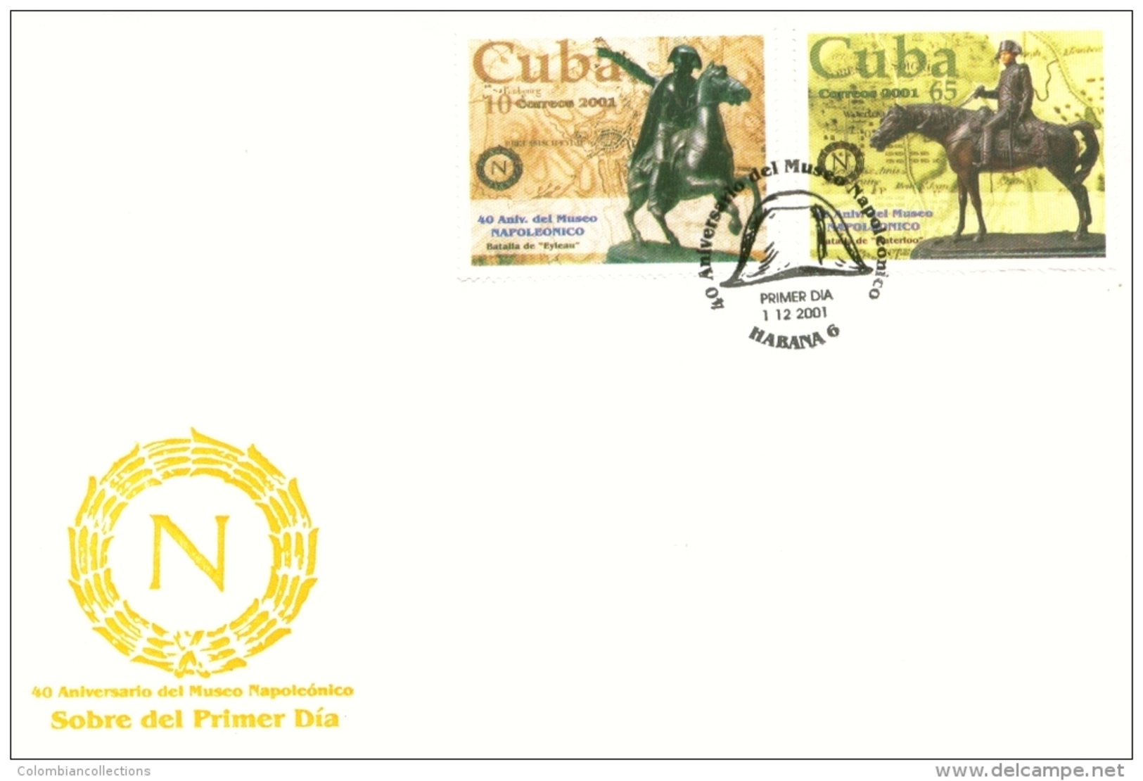 Lote CU4176-79F, Cuba, 2001, 2 SPD-FDC, Museo Napoleonico, Napoleonic Museum, Napoleon - Autres & Non Classés