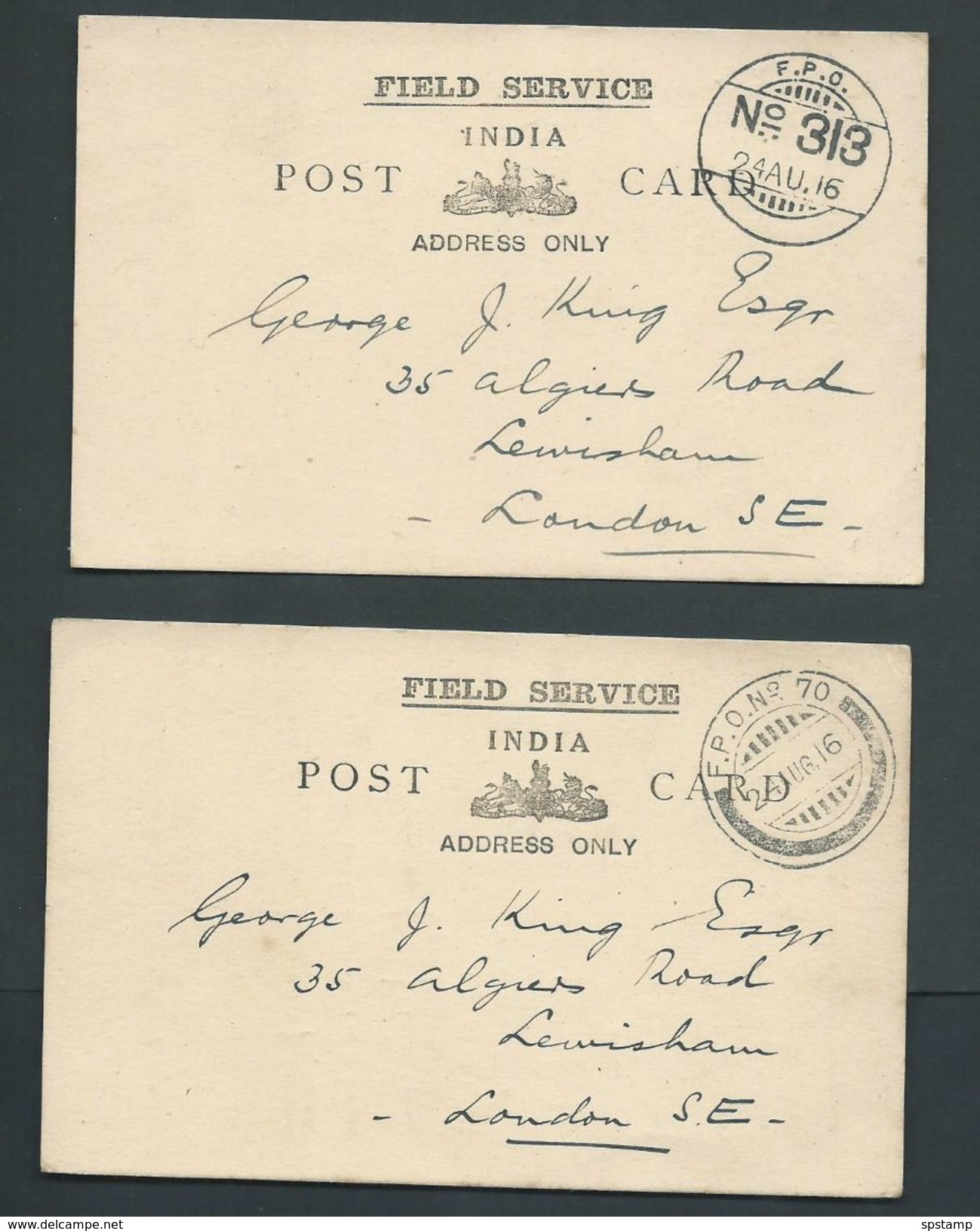 Egypt WWI Field Service India Cards X 2 To London England - 1915-1921 British Protectorate