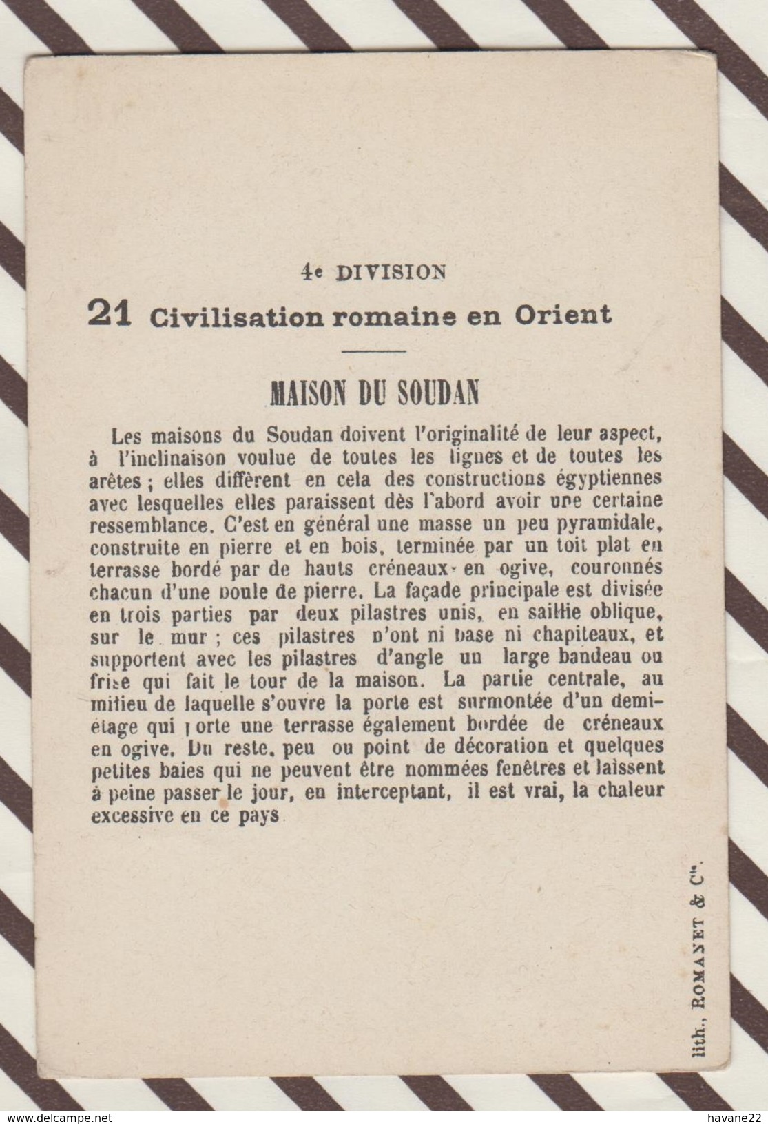 7AJ195 CHROMO HISTOIRE DE L'HABITATION HUMAINE MAISON ET COSTUMES SOUDANIENS 2 SCANS - Geschichte