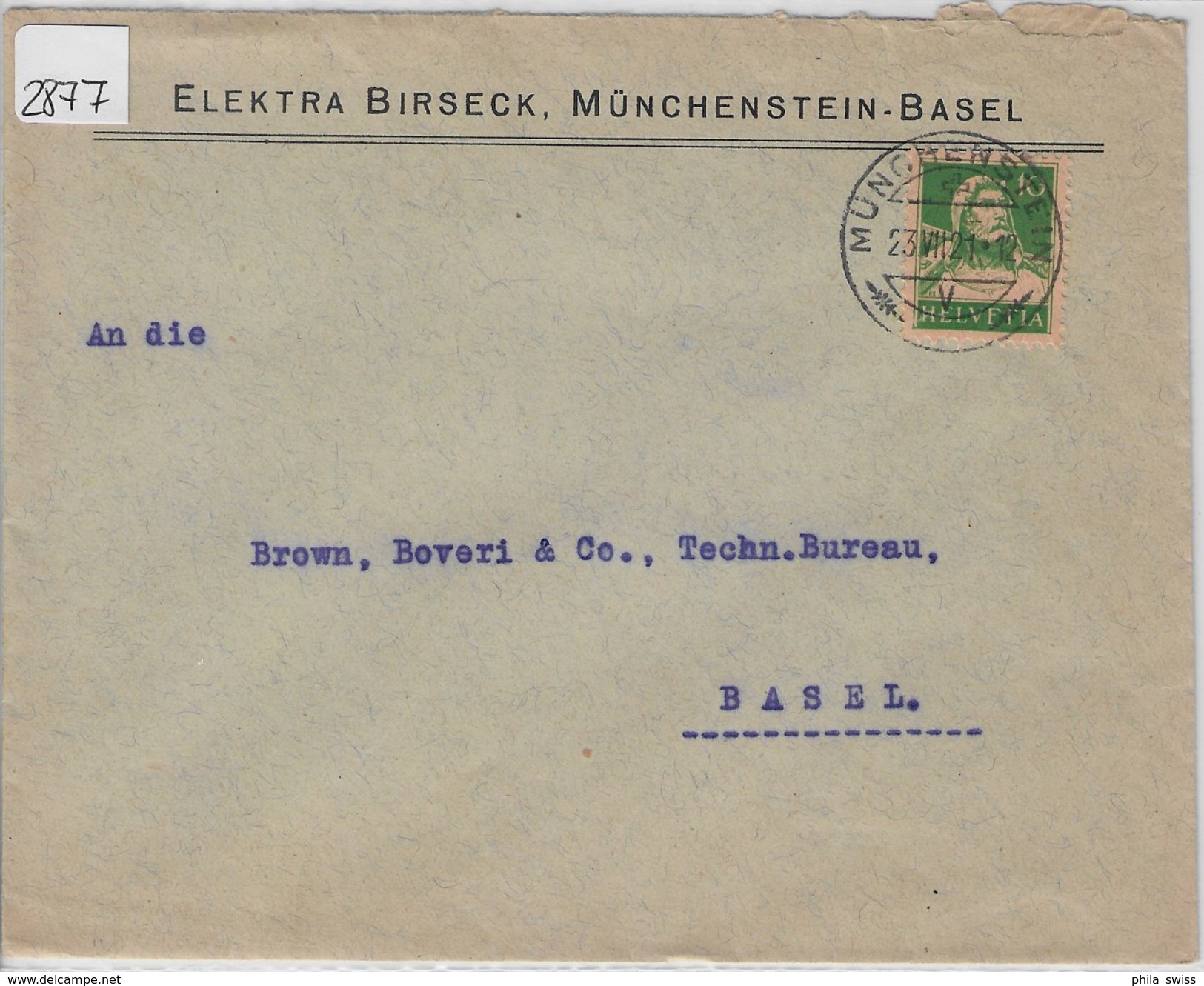 1921 Tell 153/164x - Stempel: Münchenstein To Basel 23.VII.21 - Lettres & Documents