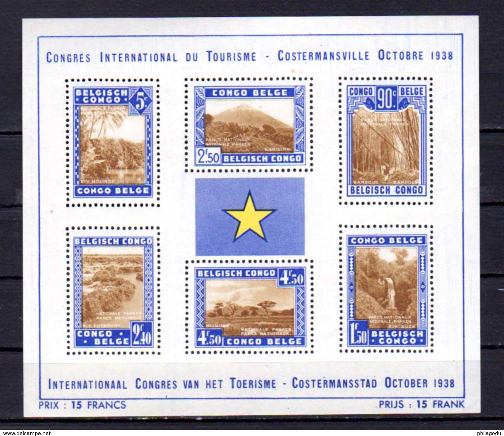 1938   Congrès Du Tourisme à Costermansville (Bukavu), BF 2**, Cote 150 &euro;, - Blocks & Sheetlets