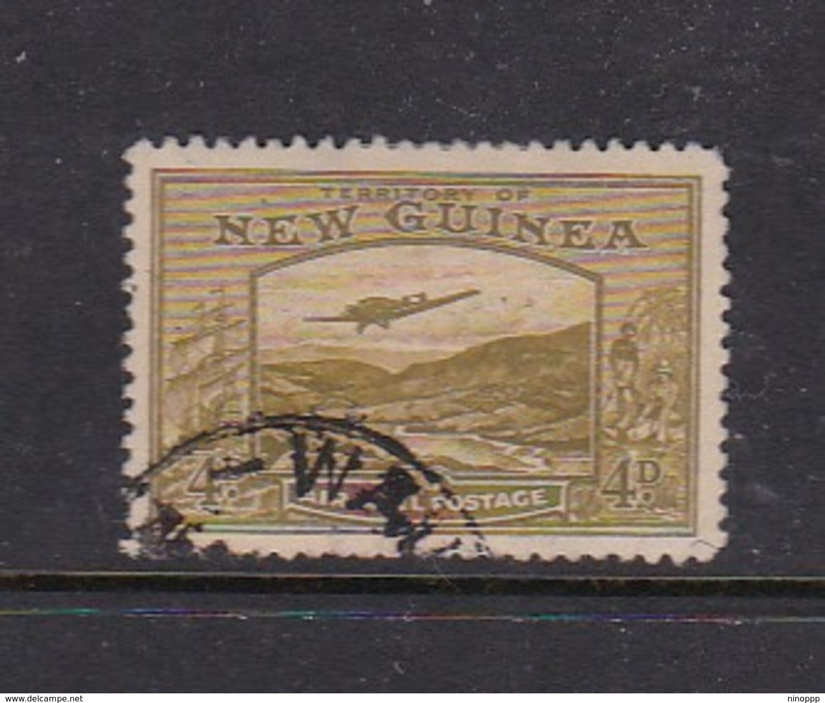 New Guinea SG 217 1939 Bulolo Goldfields Four Pennies Olive Used - Papua Nuova Guinea