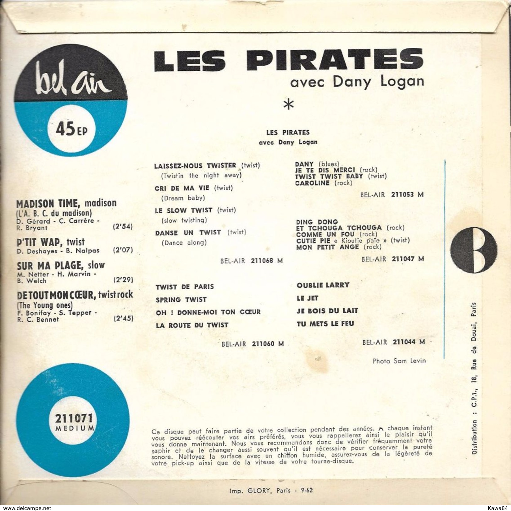 EP 45 RPM (7")  Les Pirates / Dany Logan / Danyel Gérard  "  Madison Time  " - Other - French Music