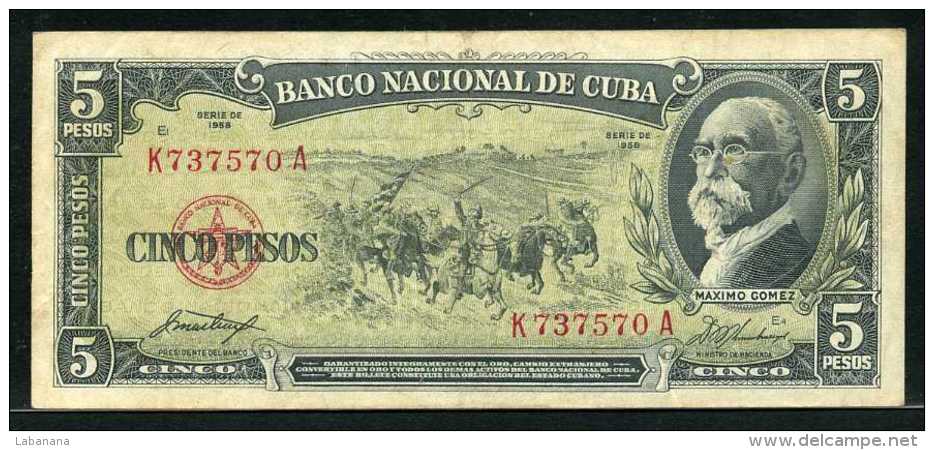 347-Cuba Billet De 5 Pesos 1958 K737A - Cuba