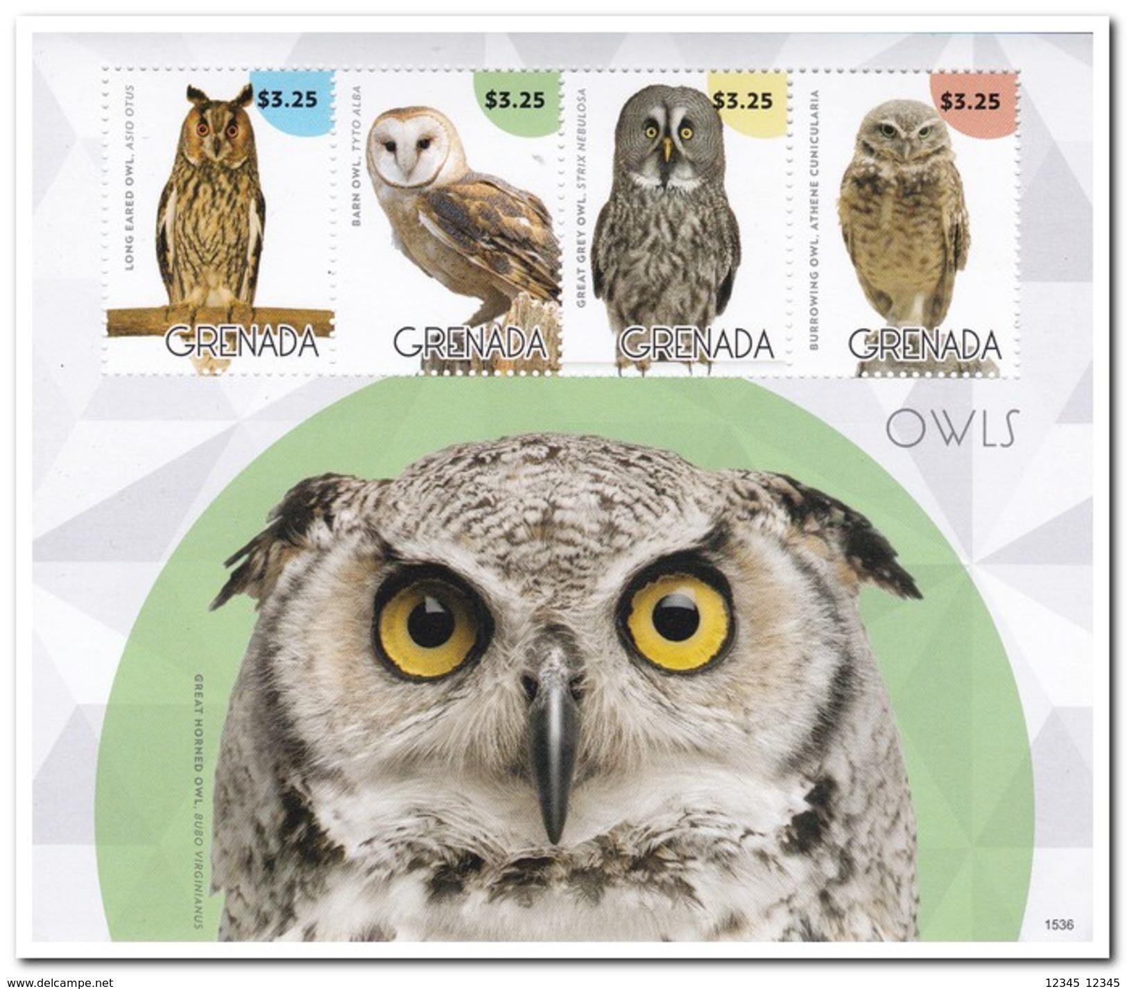 Grenada 2015, Postfris MNH, Owls - Grenada (1974-...)