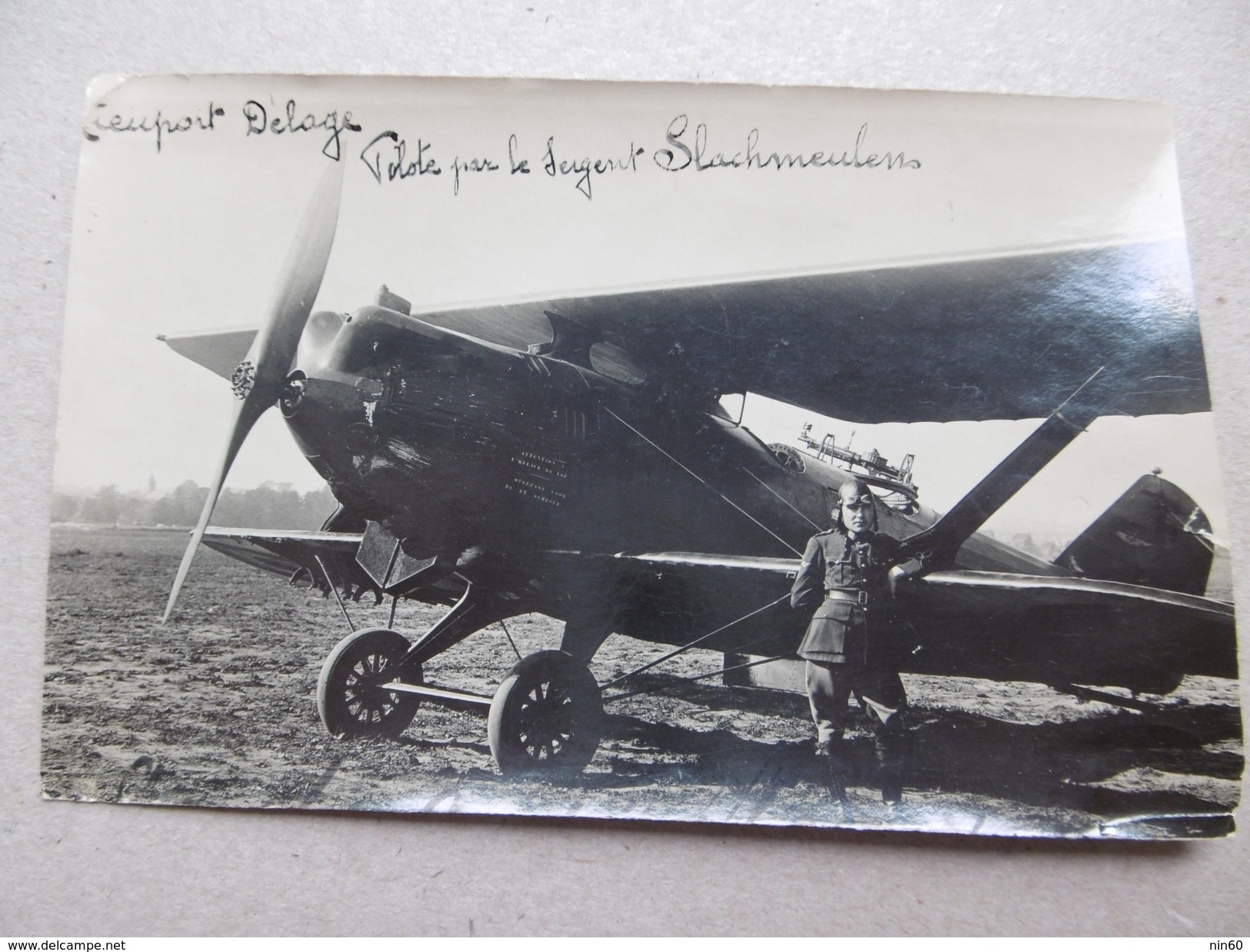 Foto Avion Vliegtuig NEUPORTDELAGE 25/9/1929 Pilote (sergent) Slachmeulen (+17/5/1935 Arlon) - Aviation
