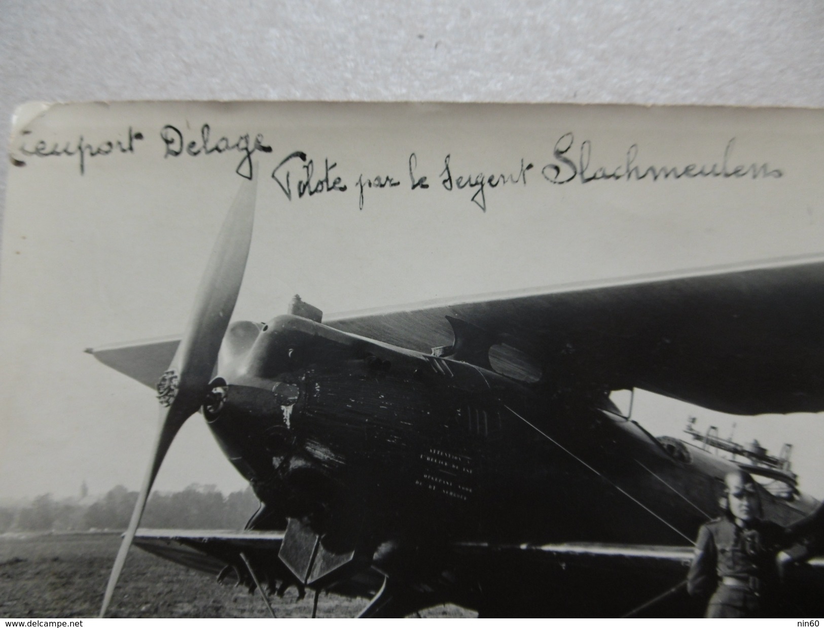 Foto Avion Vliegtuig NEUPORTDELAGE 25/9/1929 Pilote (sergent) Slachmeulen (+17/5/1935 Arlon) - Aviation