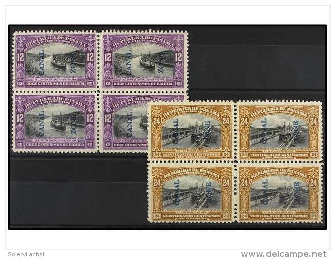 (*) ESTADOS UNIDOS. Sc.49, 51 (4). 1917. CANAL ZONE. 12 Cts. And 24 Cts. Block Of Four, Without Gum.... - Autres & Non Classés