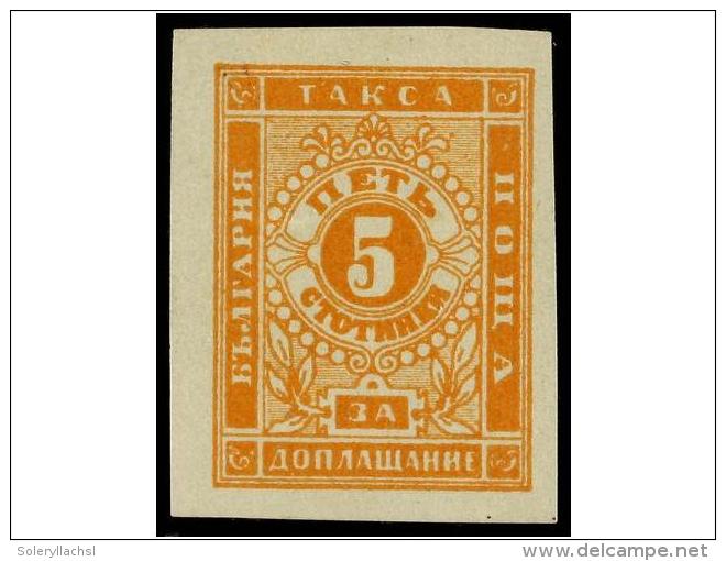 * BULGARIA. Mi.T-4y. 1885-86. 5 St. Orange, Imperforate. FINE. F. E. DIENA. Michel.500&euro;. - Autres & Non Classés